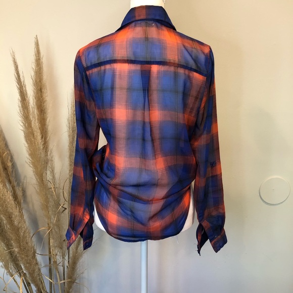 KIRRA | Sheer Plaid Button Down Shirt - Picture 2 of 4